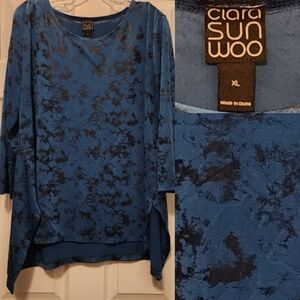 Clara Sun Woo ~ Foil Knit Tunic • Parachute/Hi-Low Hem w/Side Vents • XL